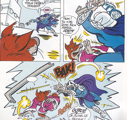 Les premiers épisodes de Tmnt Adventures adaptaient des épisodes du cartoon. Ici, la rivalité Shredder/Splinter
