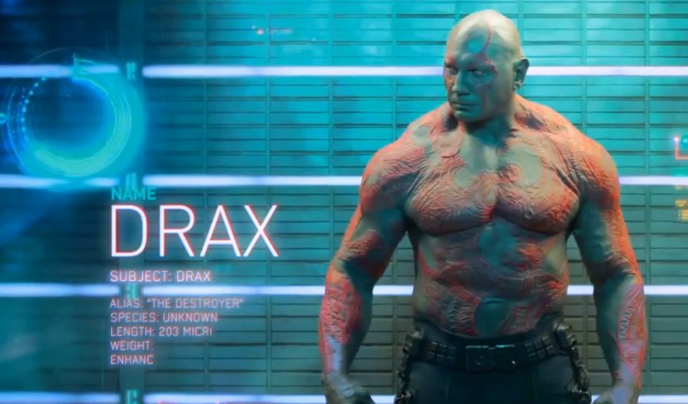 Drax : Un alien succeptible hermétique à toute forme de second degré. Rien à voir avec le comic book ! 