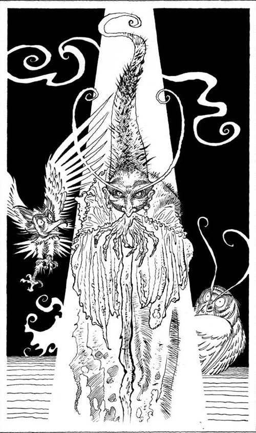 Une rareté : un dessin de la sorcière Malvéliande, avec des aplats noirs ! réalisé pour un ex-libris