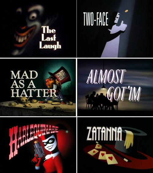 Un façonnage attentif de chaque épisode : exemple avec les illustrations de titrage, réalisées par Eric Radomski pour les deux premières saisons.