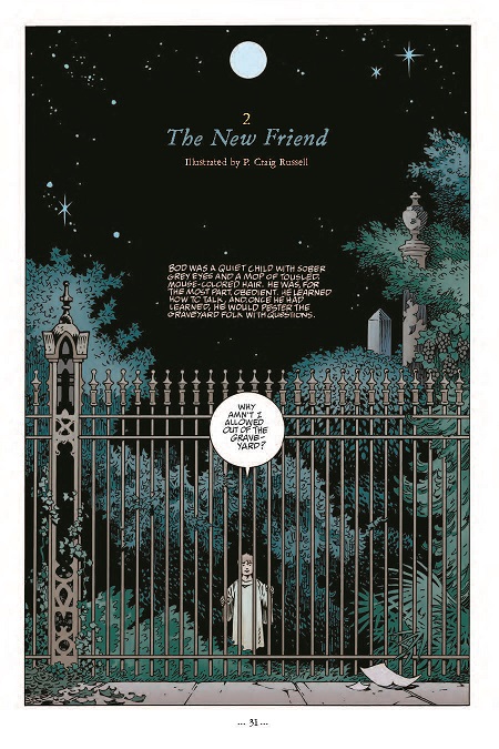 Les superbes pages d’ouvertures des chapitres. Délicieux encarts poétiques reprenant le texte initial de Neil Gaiman. (dessin de P. Craig Russell)