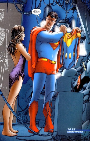 Décidément Superman ne fait rien comme les autres : plutôt que de déshabiller sa nénette, il la rhabille ! 