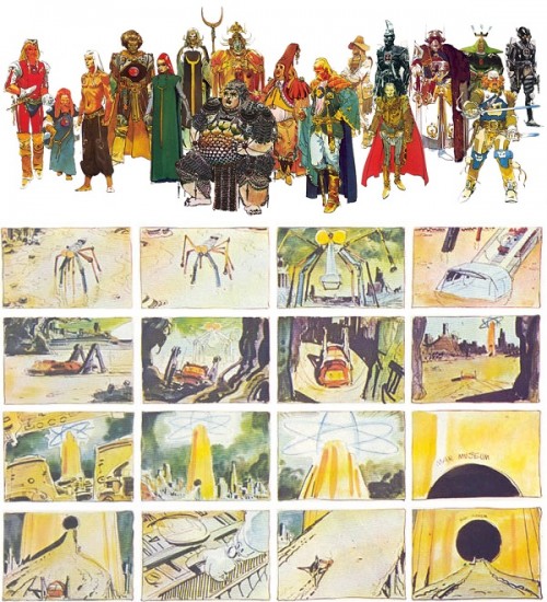 Recherches graphiques et story-boards détaillés, effectués par Moebius en personne pour le film Dune de Jodorowsky !