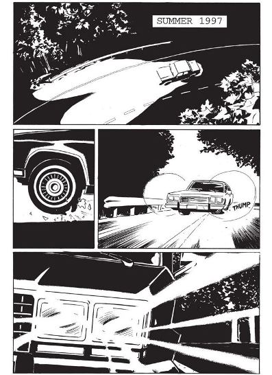 Une voiture, la nuit, un pneu crevé : le début des emmerdes (c) Image Comics 