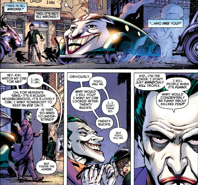 Un moment Gaiman : Le Joker laisse sa voiture à garer dans Crime Alley ! ©DC Comics / Urban Comics